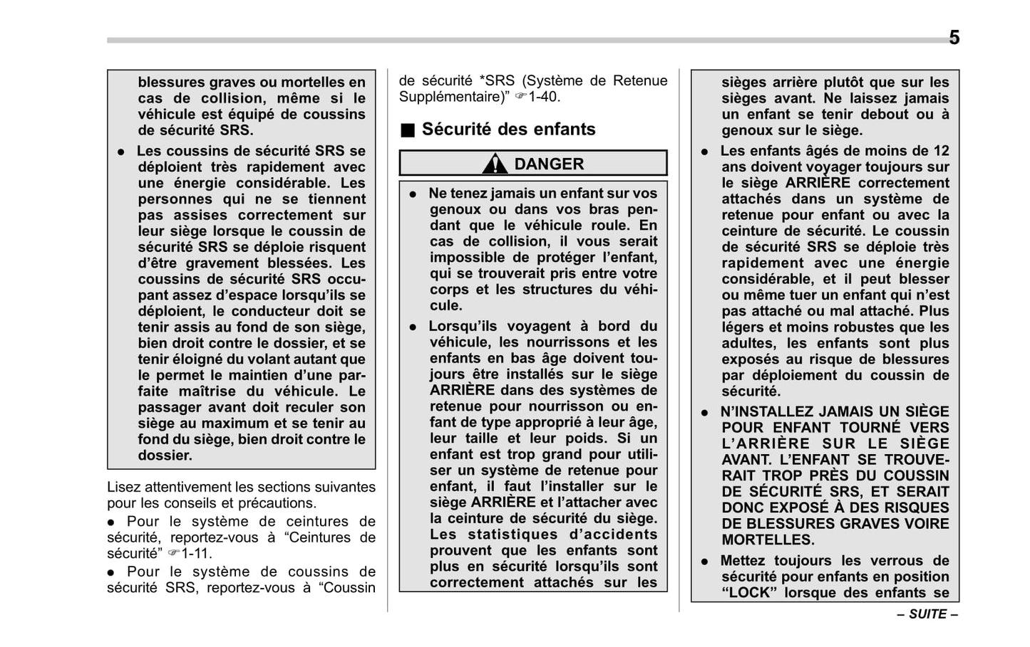 2010 Subaru Impreza Owner's Manual | French