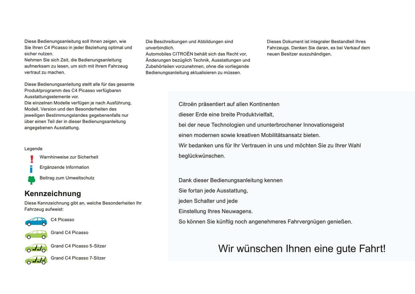 2016-2018 Citroën C4 Picasso/Grand C4 Picasso Owner's Manual | German