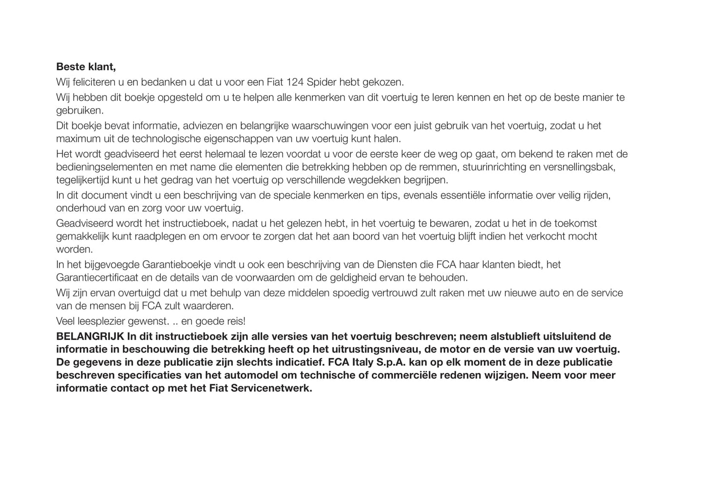 2017-2019 Fiat 124 Spider Manuel du propriétaire | Néerlandais
