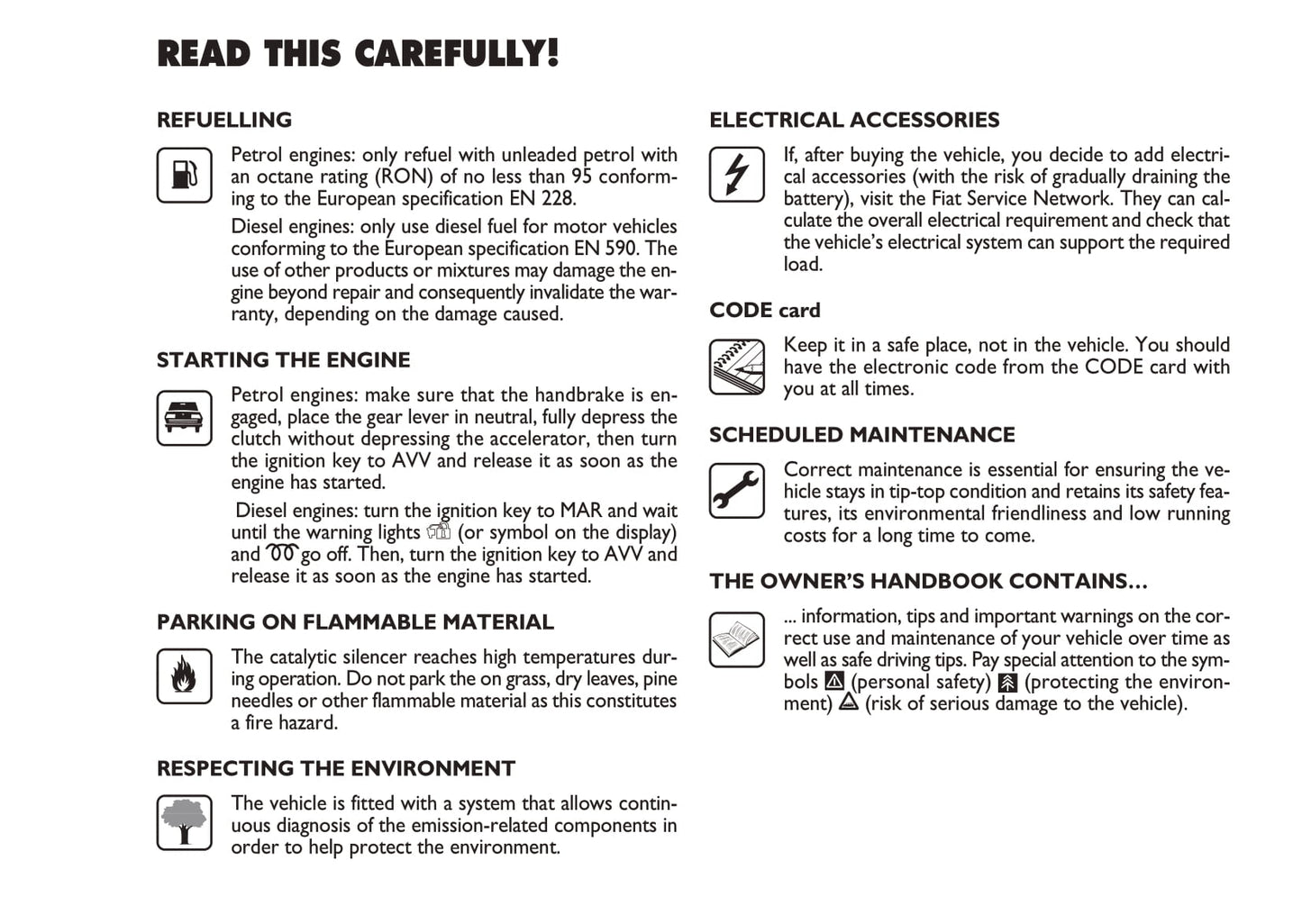 2010-2011 Fiat Doblò Owner's Manual | English