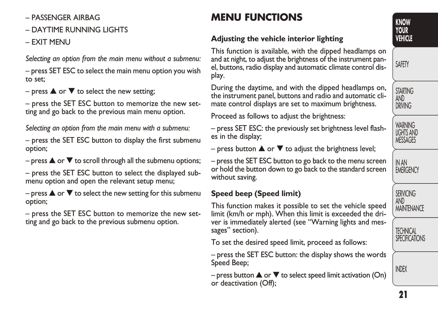 2010-2011 Fiat Doblò Owner's Manual | English