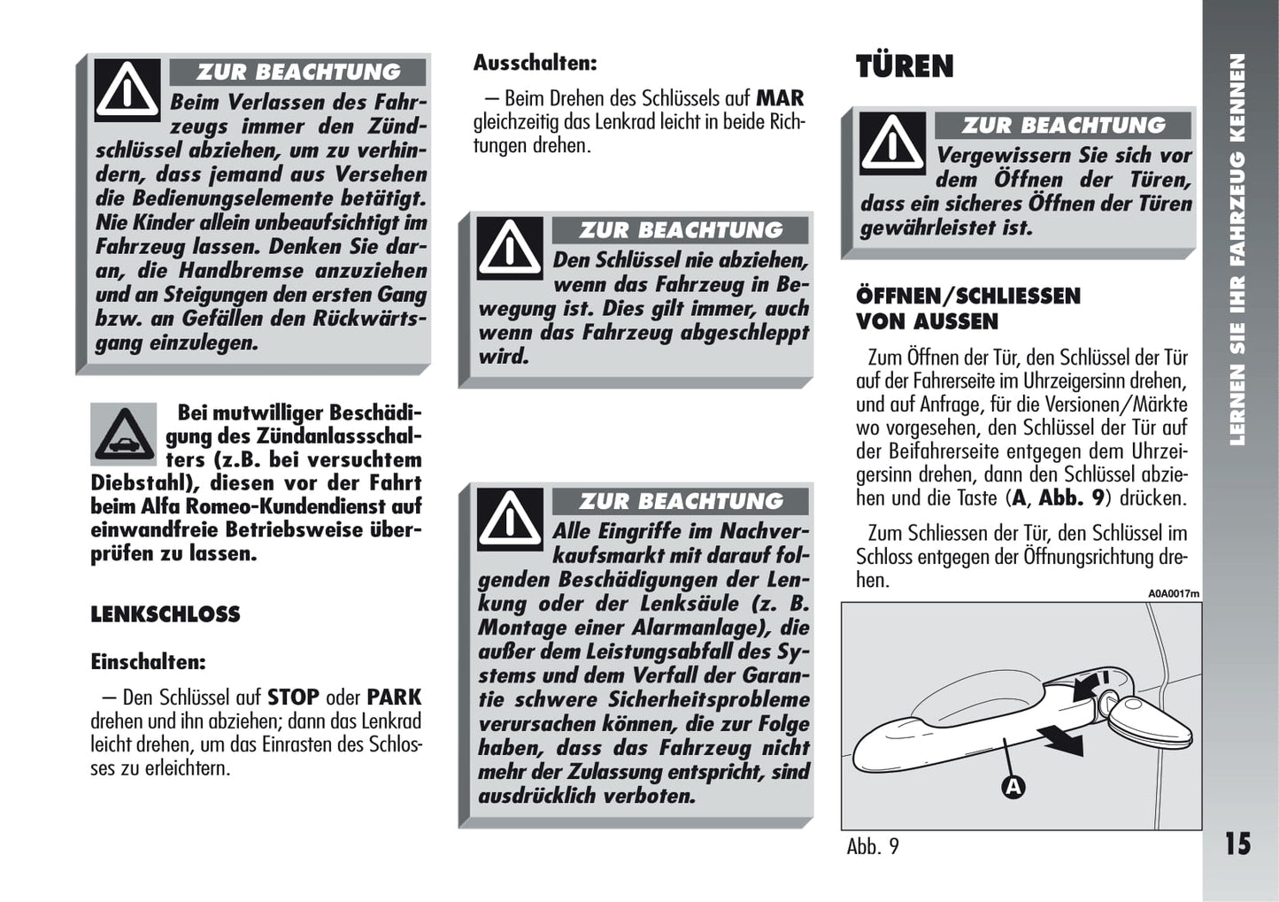 2005-2011 Alfa Romeo 147 GTA Owner's Manual | German