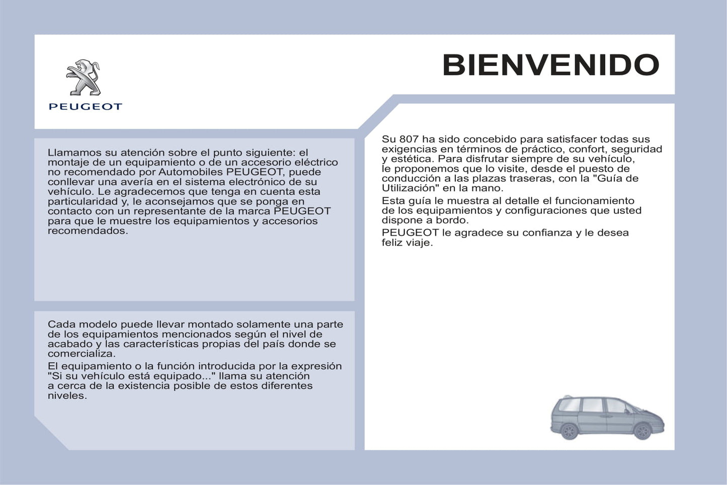 2013-2014 Peugeot 807 Owner's Manual | Spanish