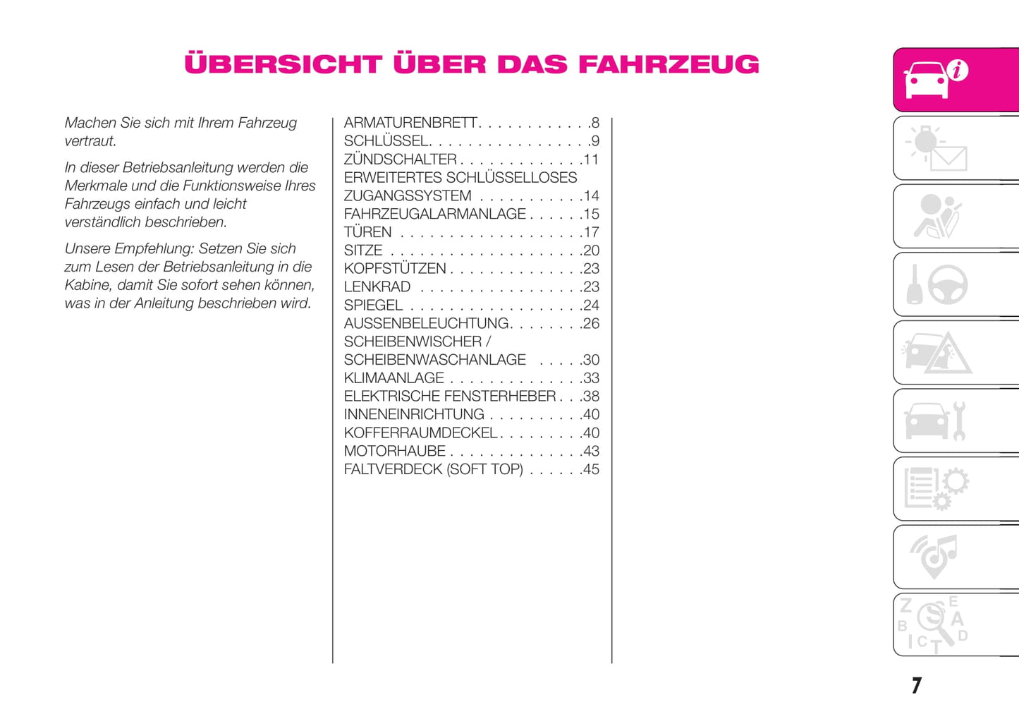 2018-2020 Abarth 124 Spider Owner's Manual | German