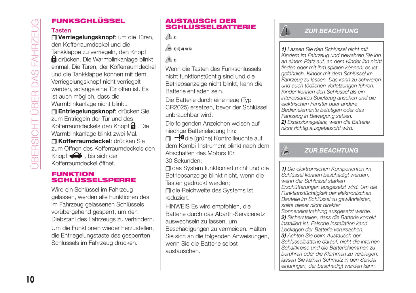 2018-2020 Abarth 124 Spider Owner's Manual | German