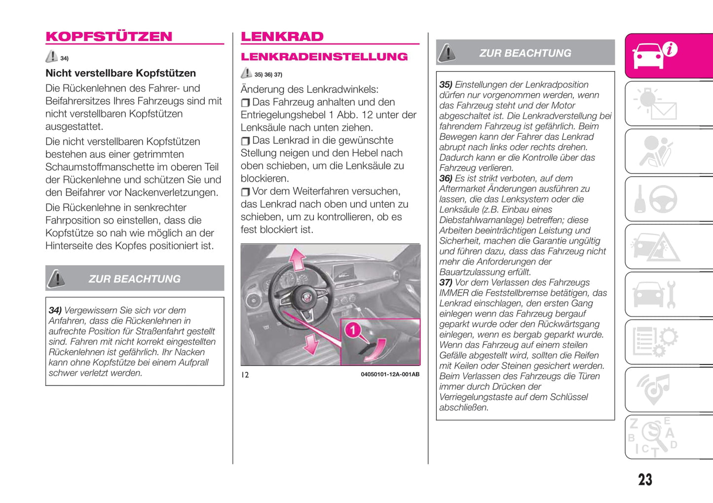 2018-2020 Abarth 124 Spider Owner's Manual | German