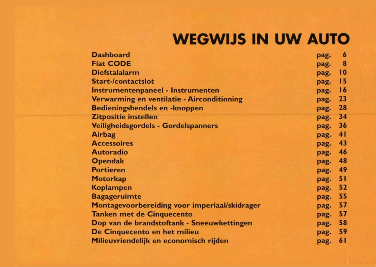 1997-1998 Fiat Cinquecento Owner's Manual | Dutch