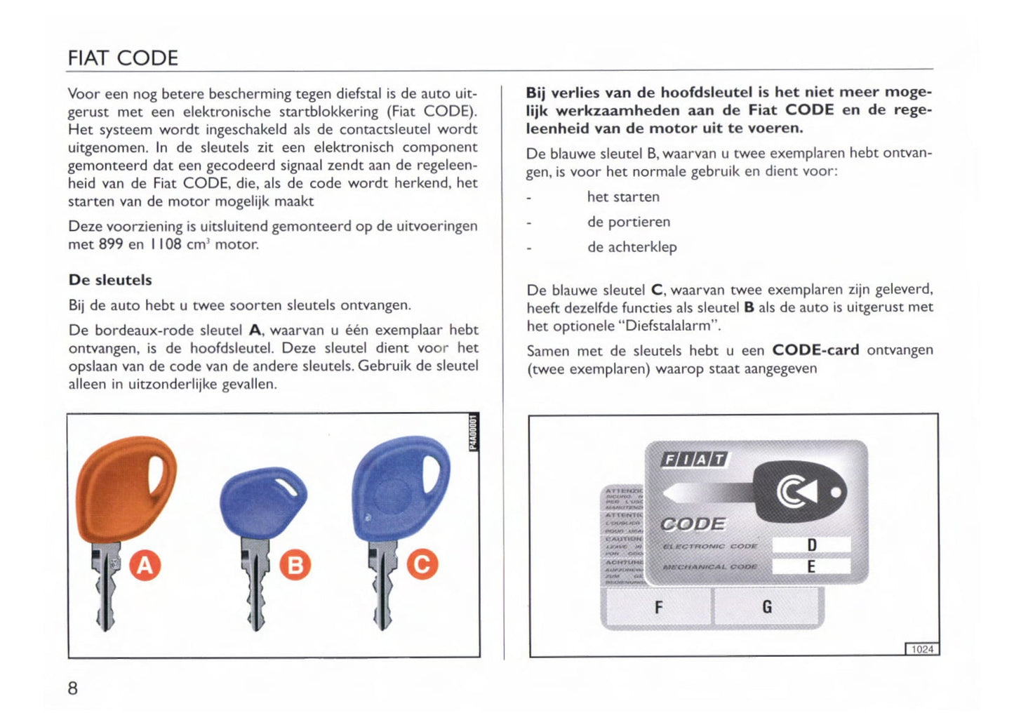 1997-1998 Fiat Cinquecento Owner's Manual | Dutch