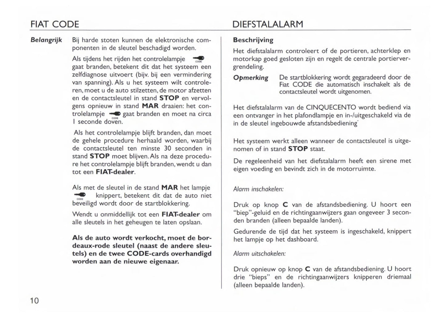1997-1998 Fiat Cinquecento Owner's Manual | Dutch