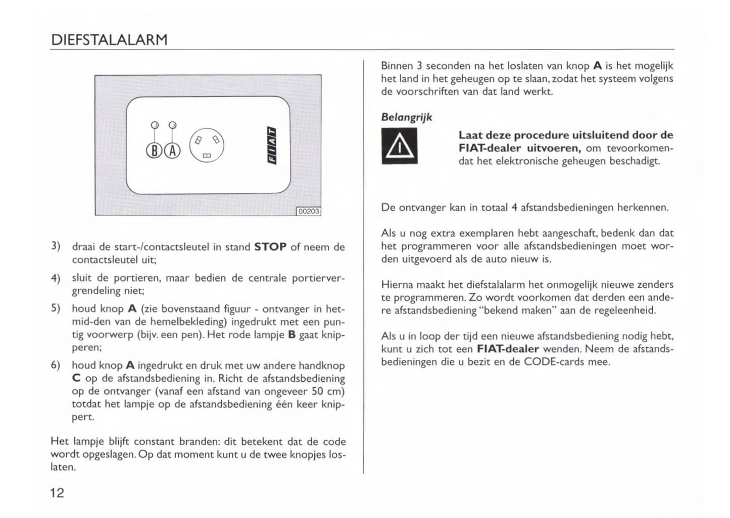 1997-1998 Fiat Cinquecento Owner's Manual | Dutch