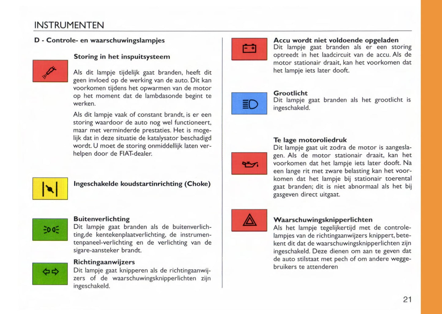 1997-1998 Fiat Cinquecento Owner's Manual | Dutch