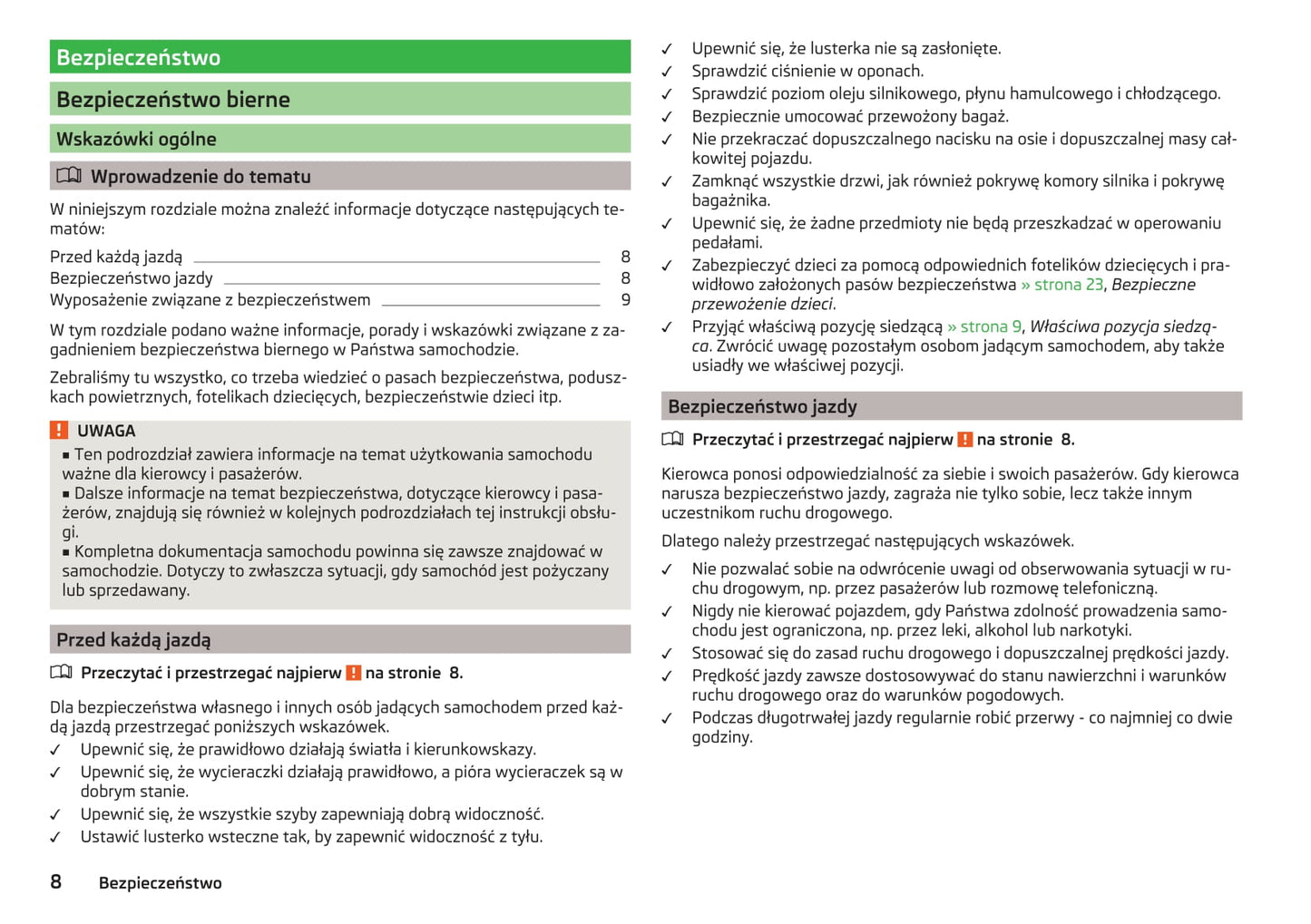 2015-2016 Skoda Superb Owner's Manual | Polish