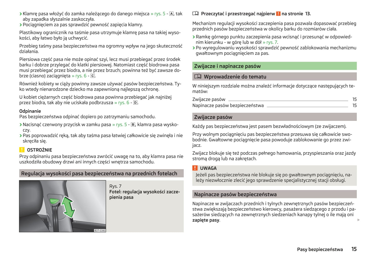 2015-2016 Skoda Superb Owner's Manual | Polish