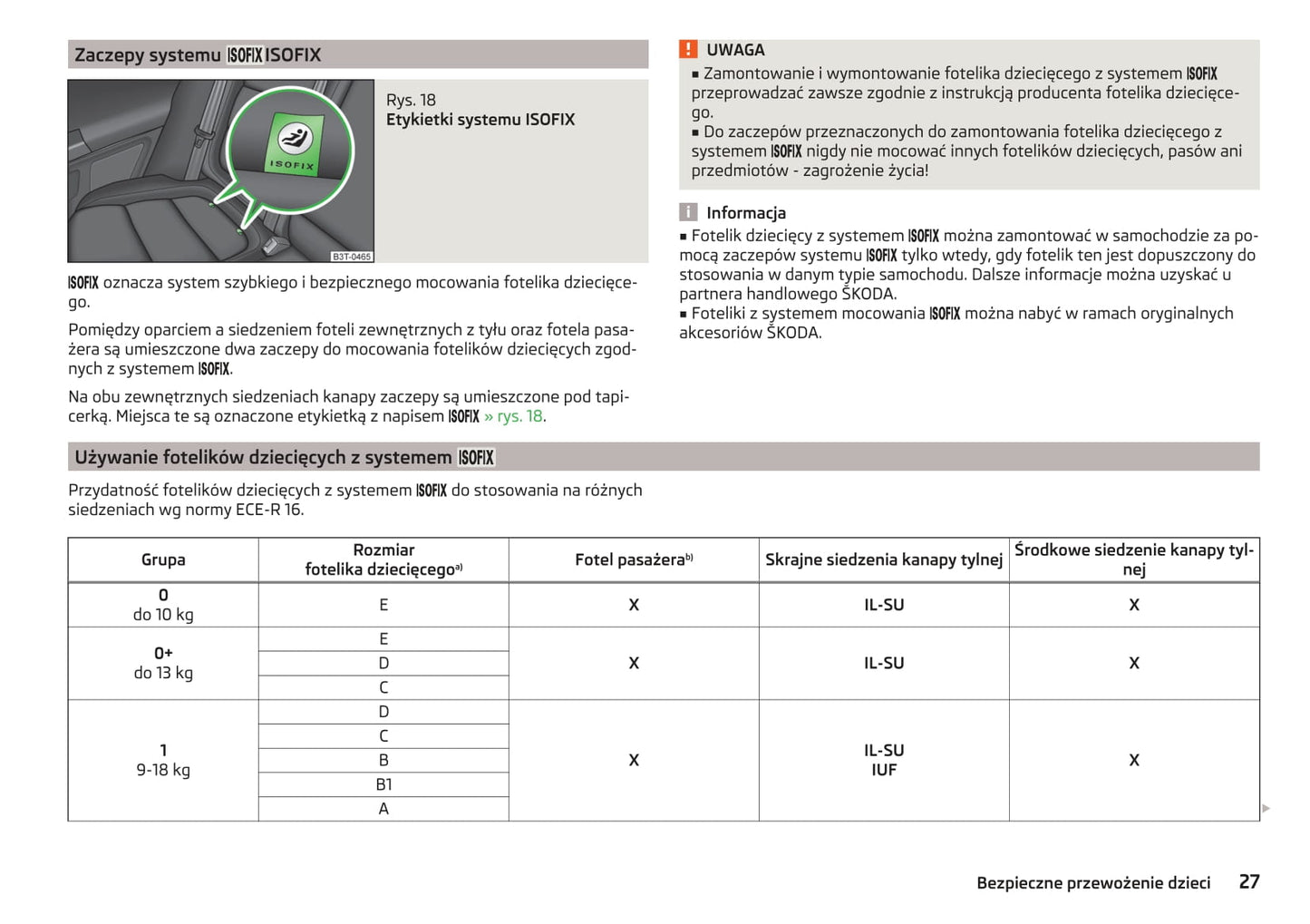 2015-2016 Skoda Superb Owner's Manual | Polish