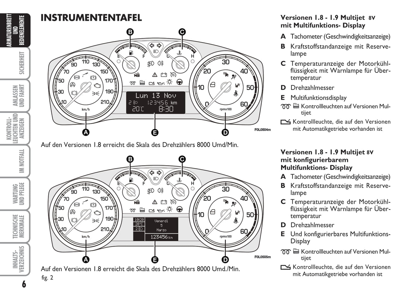 2008-2011 Fiat Croma Manuel du propriétaire | Allemand
