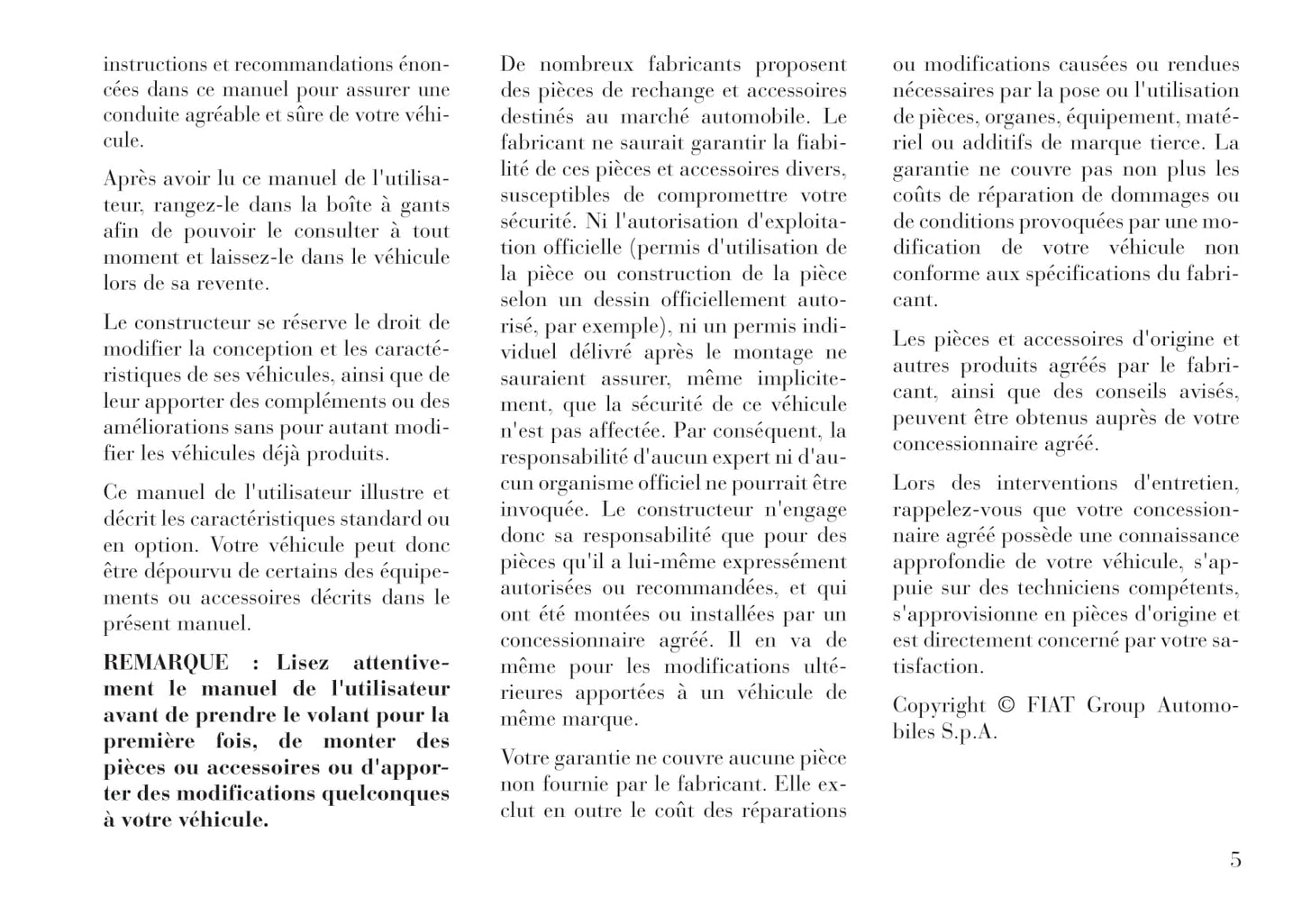 2012-2015 Lancia Flavia Manuel du propriétaire | Français