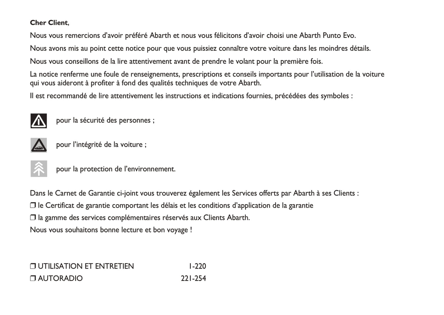 2010-2014 Abarth Punto Evo Owner's Manual | French