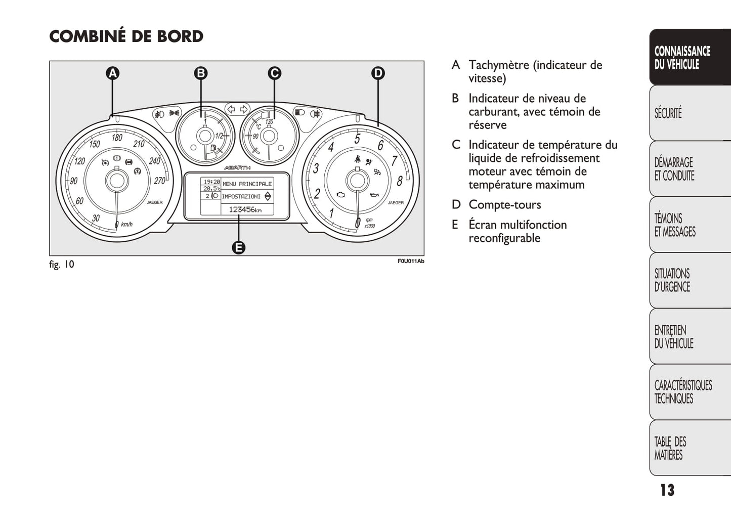 2010-2014 Abarth Punto Evo Owner's Manual | French