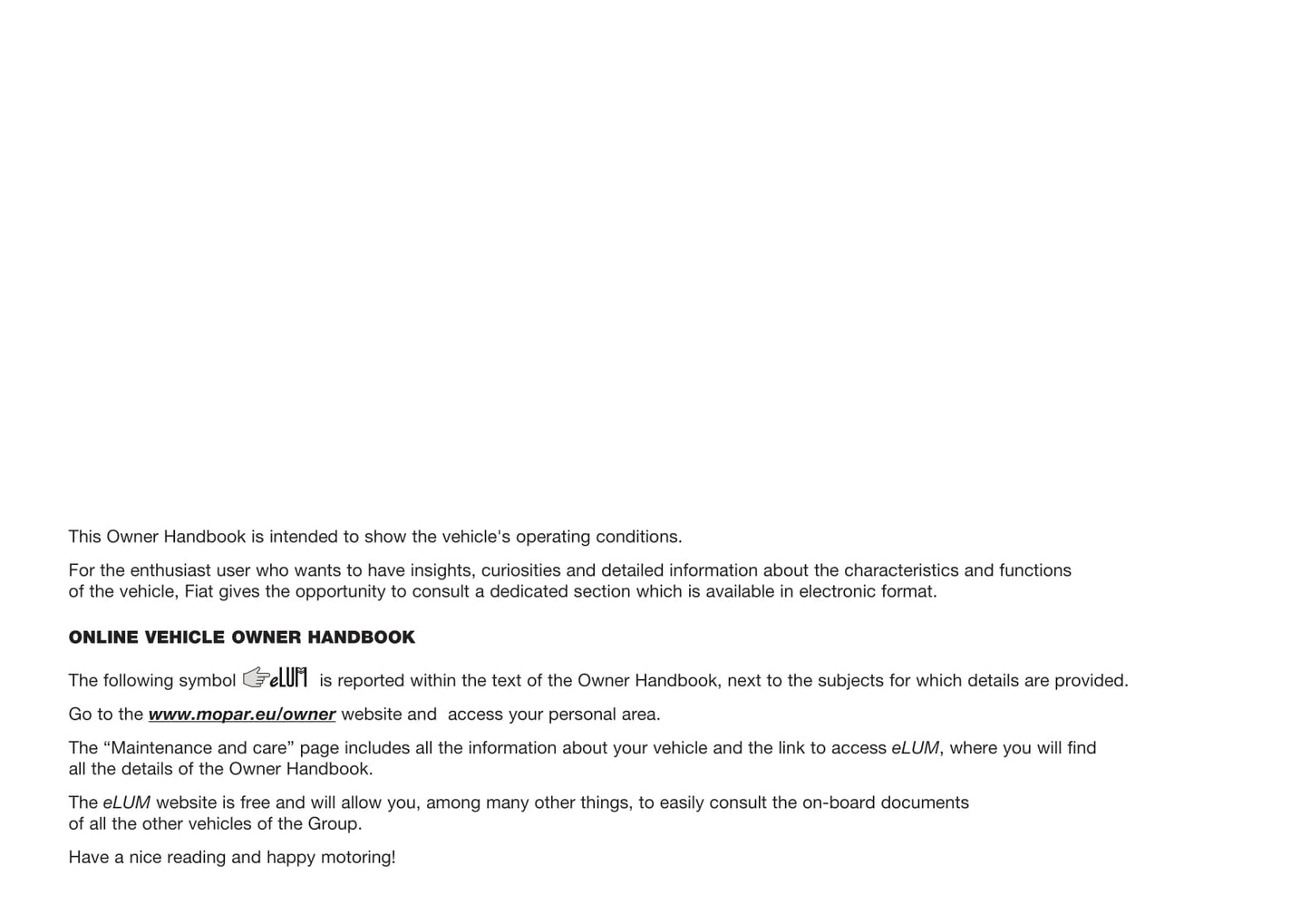 2018-2019 Fiat Panda Owner's Manual | English