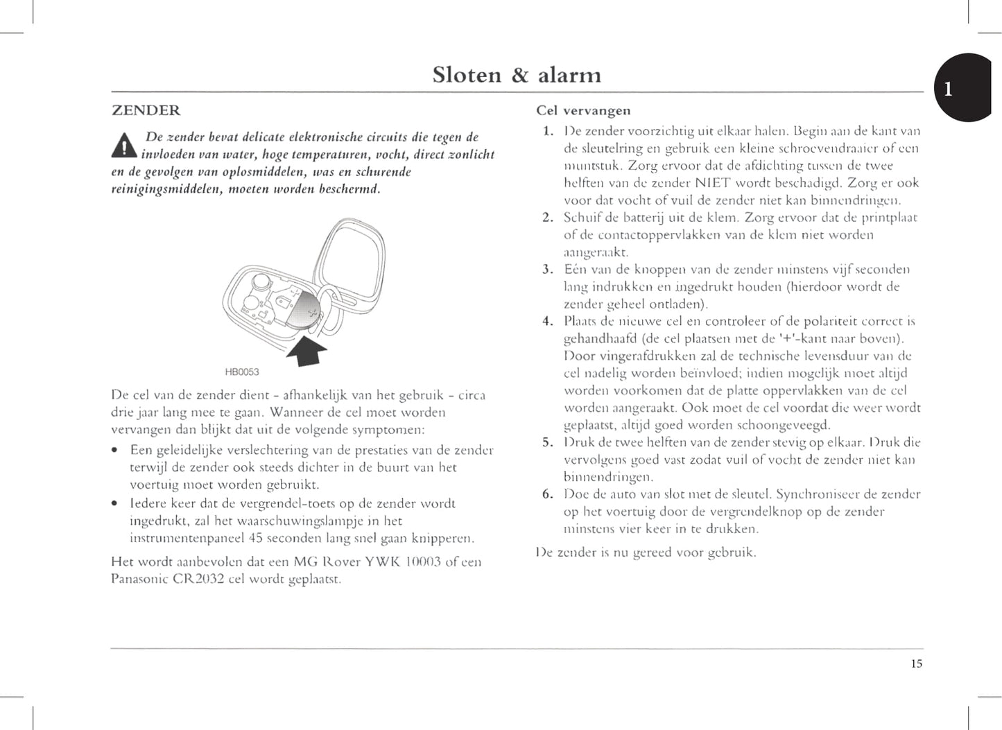1999-2005 Rover 45 Owner's Manual | Dutch