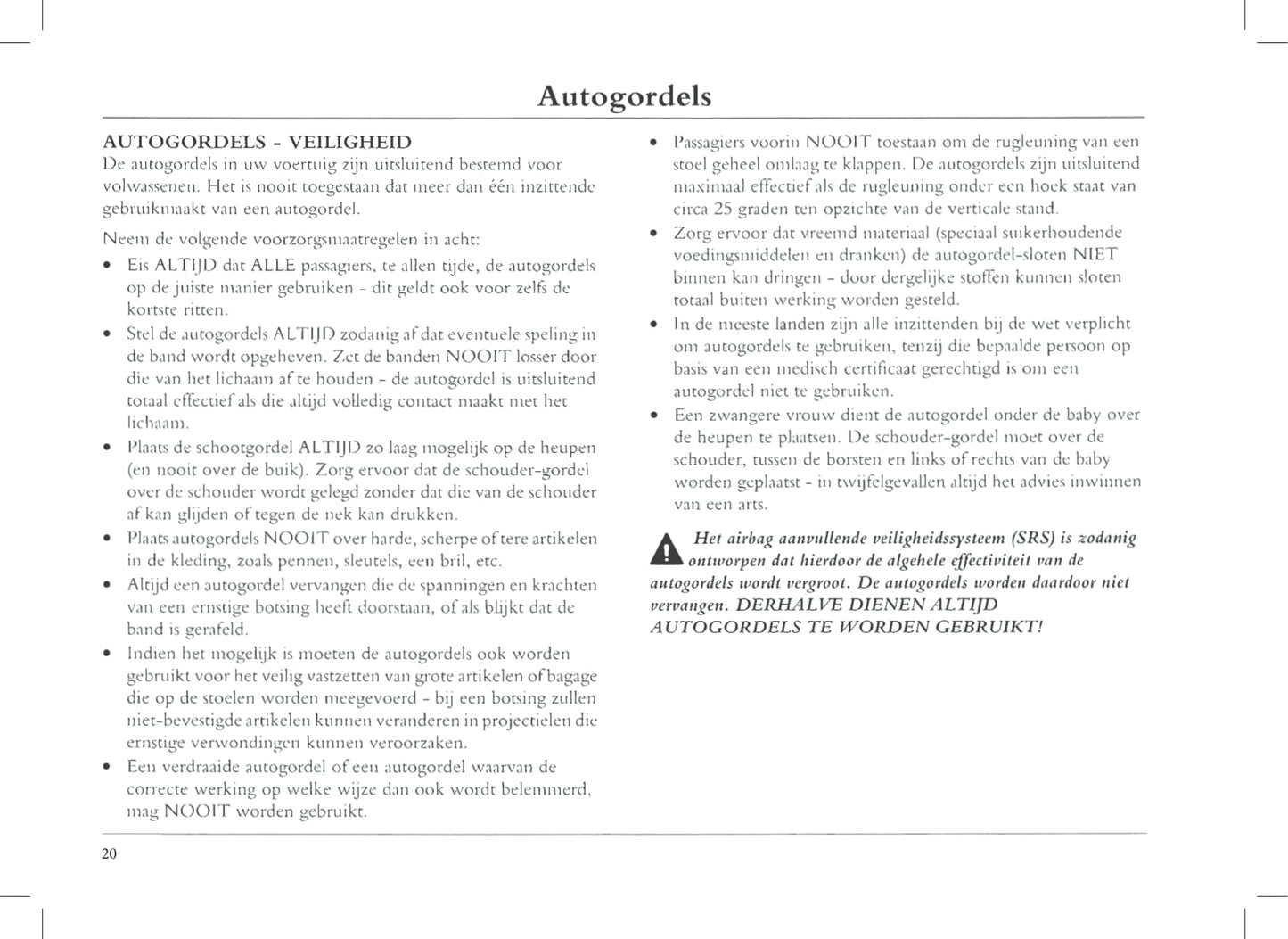 1999-2005 Rover 45 Owner's Manual | Dutch