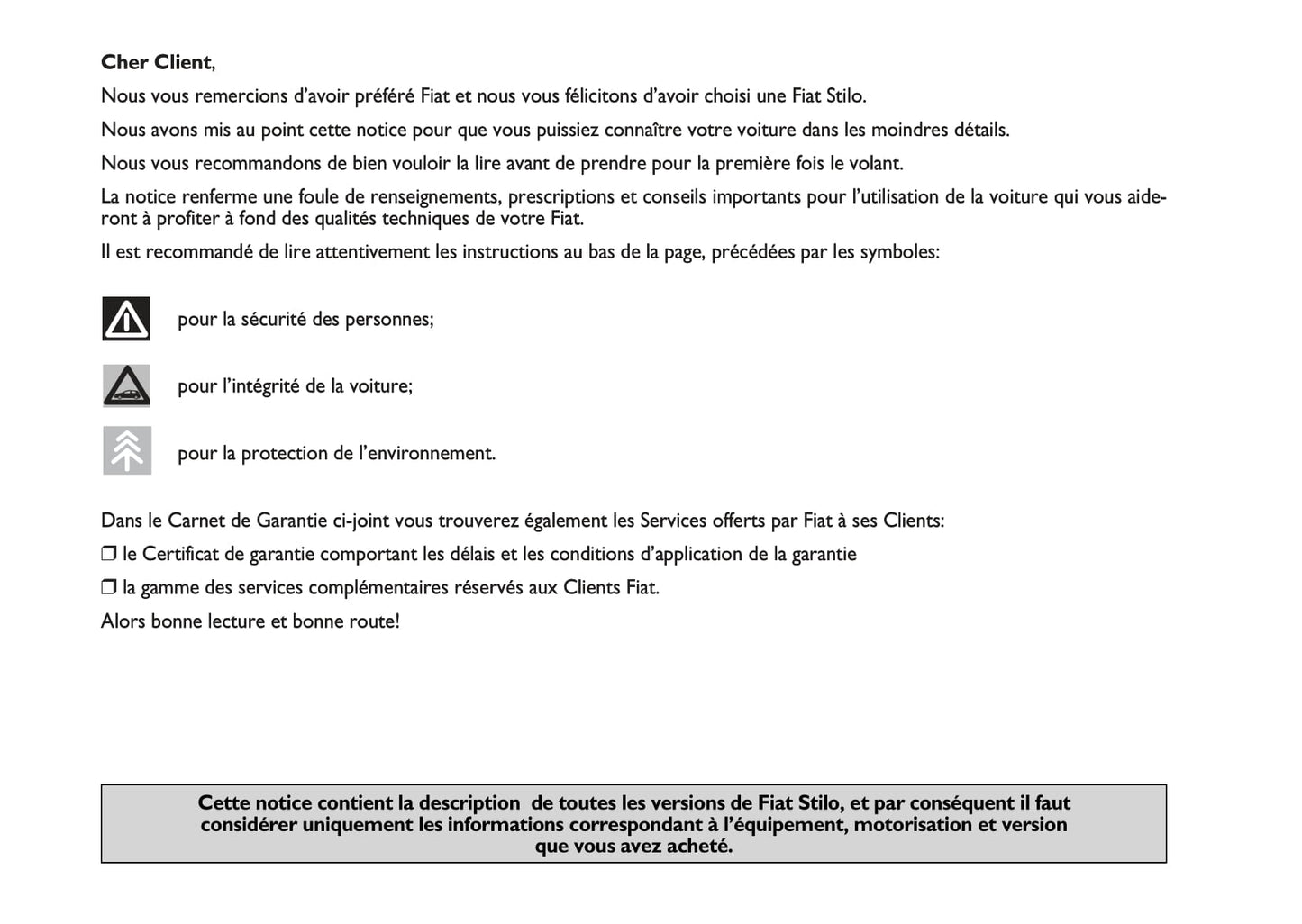 2006-2007 Fiat Stilo Owner's Manual | French