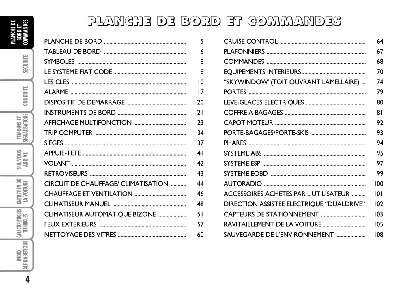 2006-2007 Fiat Stilo Owner's Manual | French