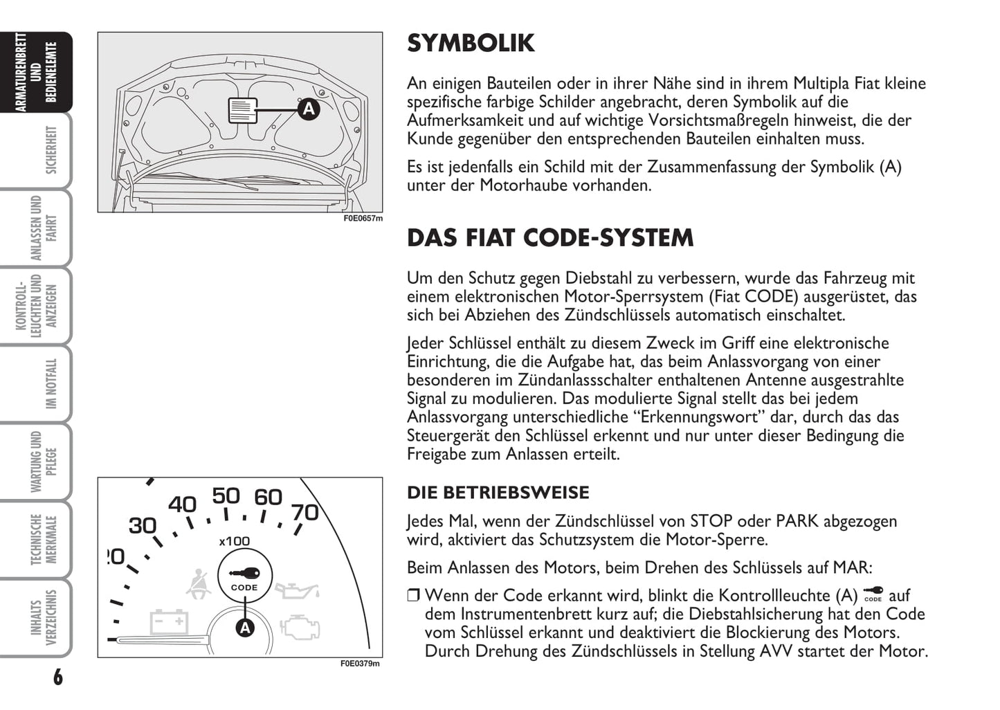 2007-2008 Fiat Multipla Owner's Manual | German