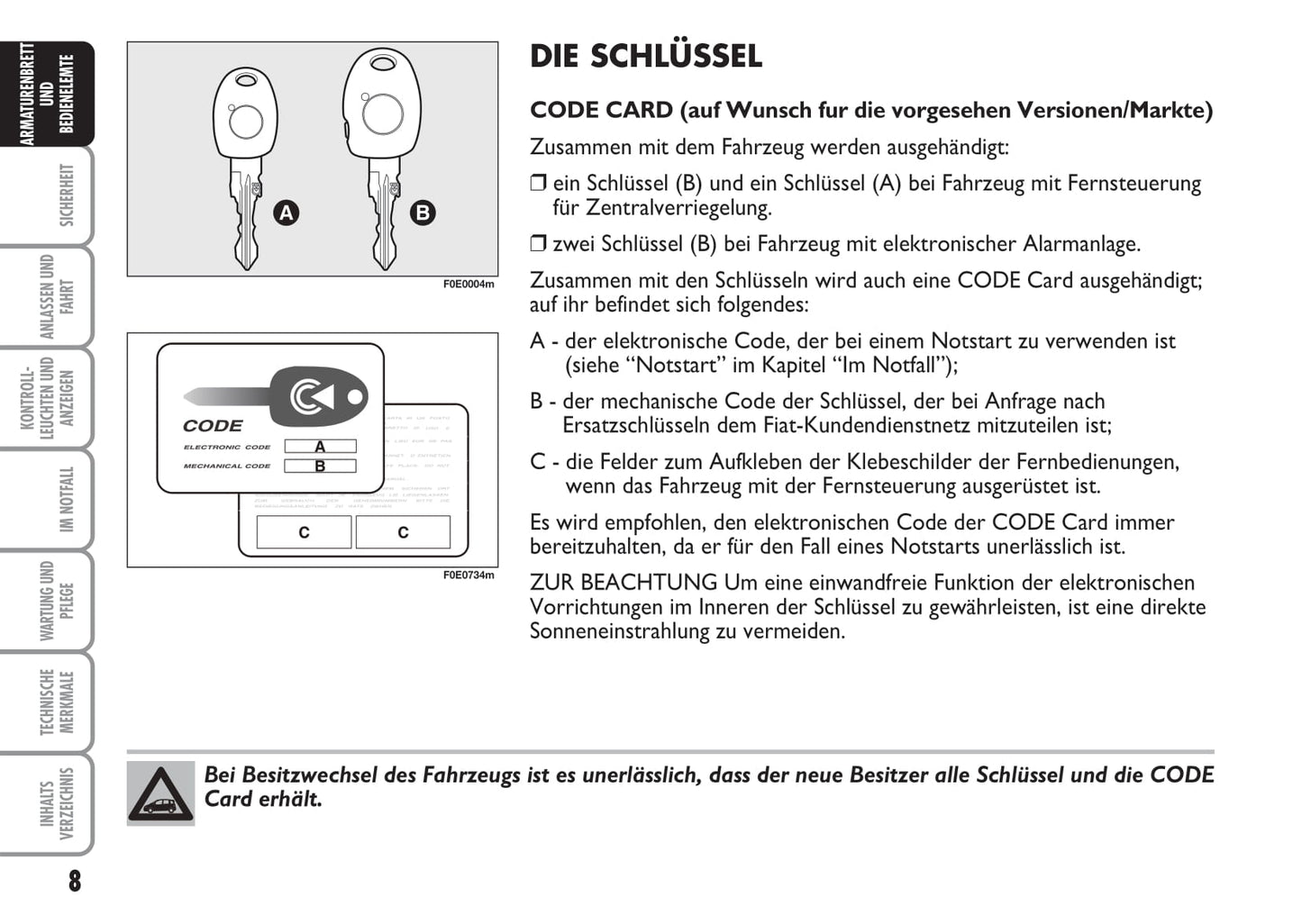 2007-2008 Fiat Multipla Owner's Manual | German