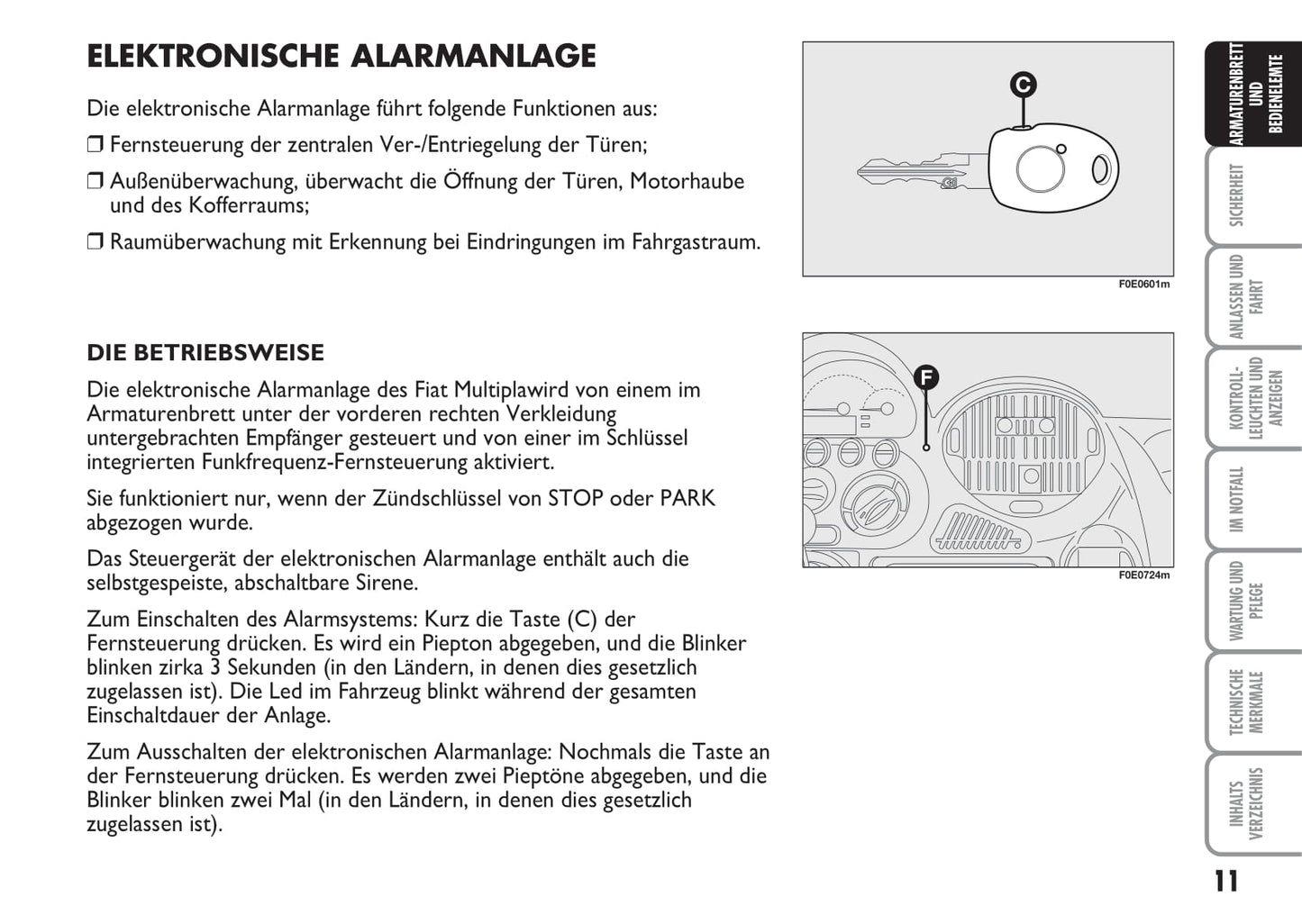 2007-2008 Fiat Multipla Owner's Manual | German