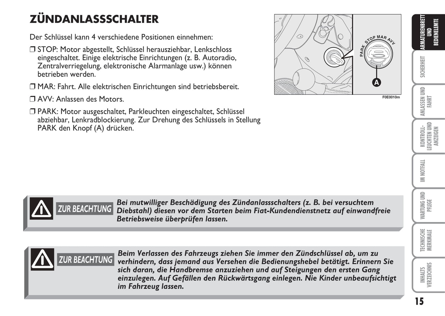 2007-2008 Fiat Multipla Owner's Manual | German