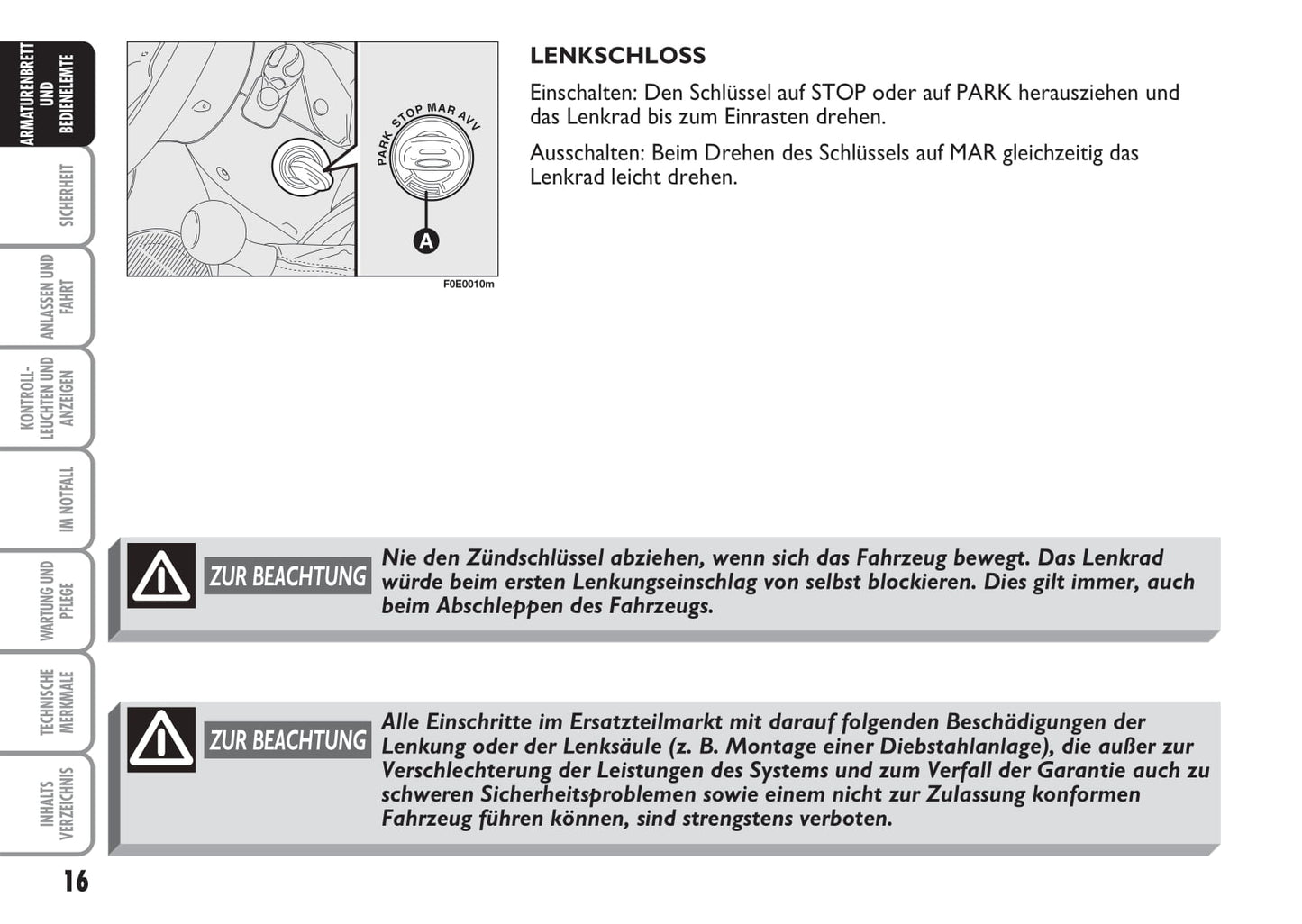 2007-2008 Fiat Multipla Owner's Manual | German