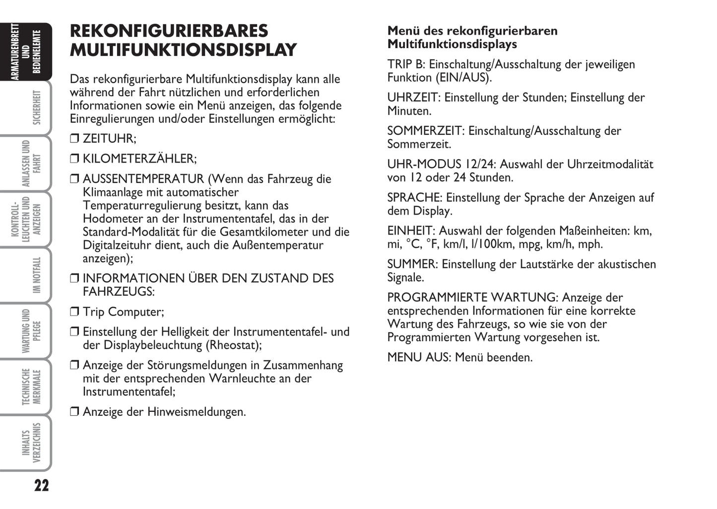 2007-2008 Fiat Multipla Owner's Manual | German
