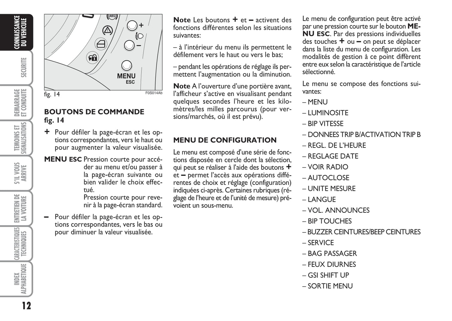 2008-2016 Abarth 500 Owner's Manual | French