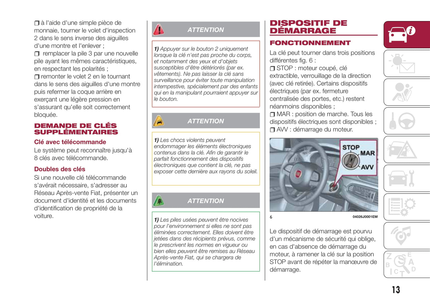 2017-2018 Fiat Tipo 5 Doors/Tipo Station Wagon Owner's Manual | French