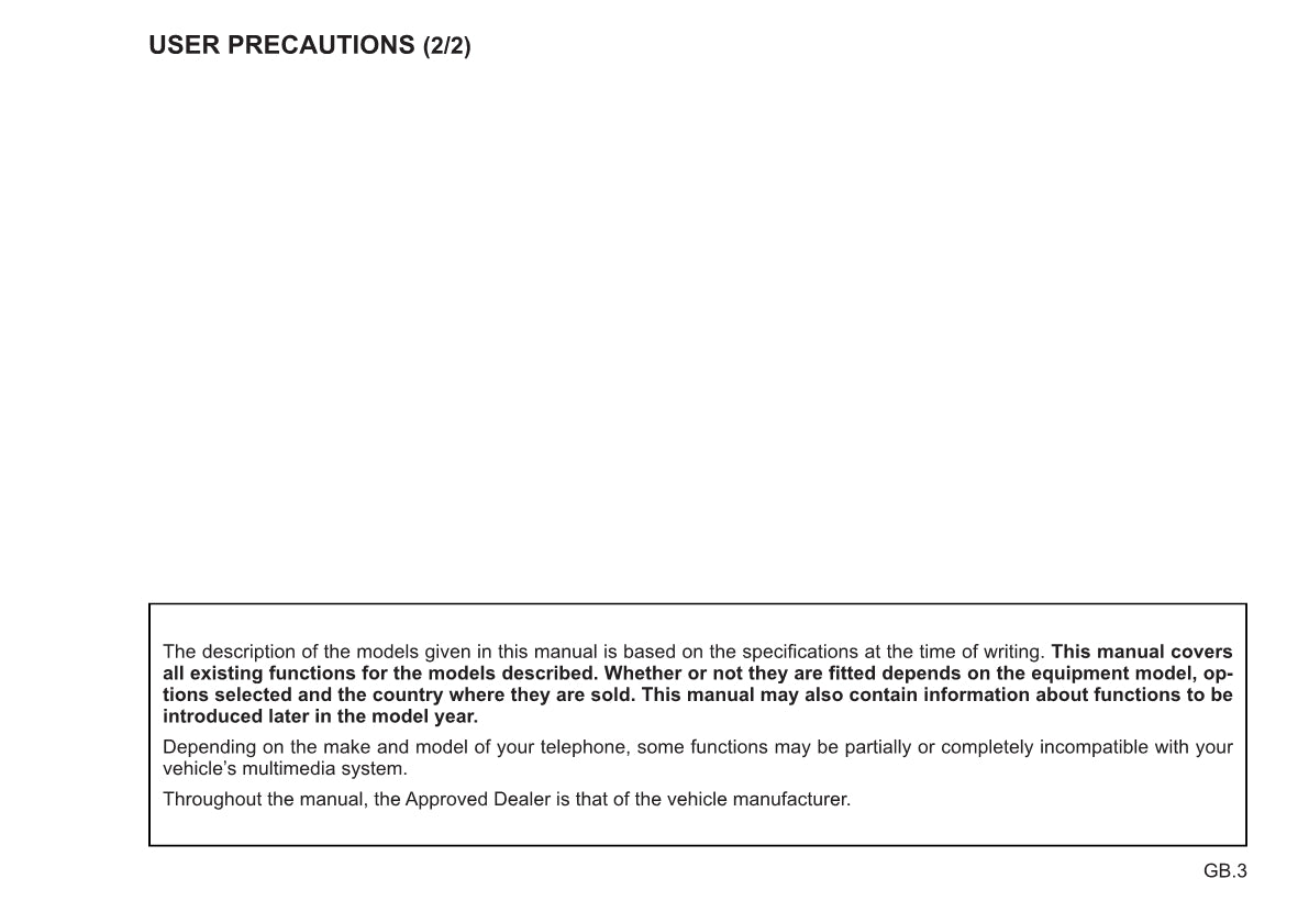 Renault Radio CD Bluetooth Manuel du propriétaire