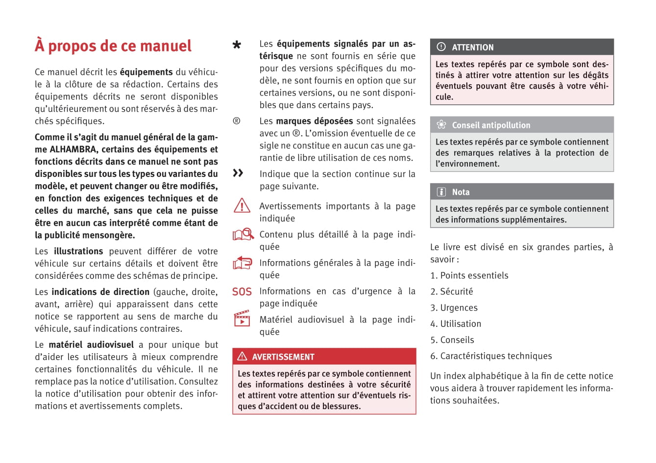 2010-2015 Seat Alhambra Manuel du propriétaire | Français