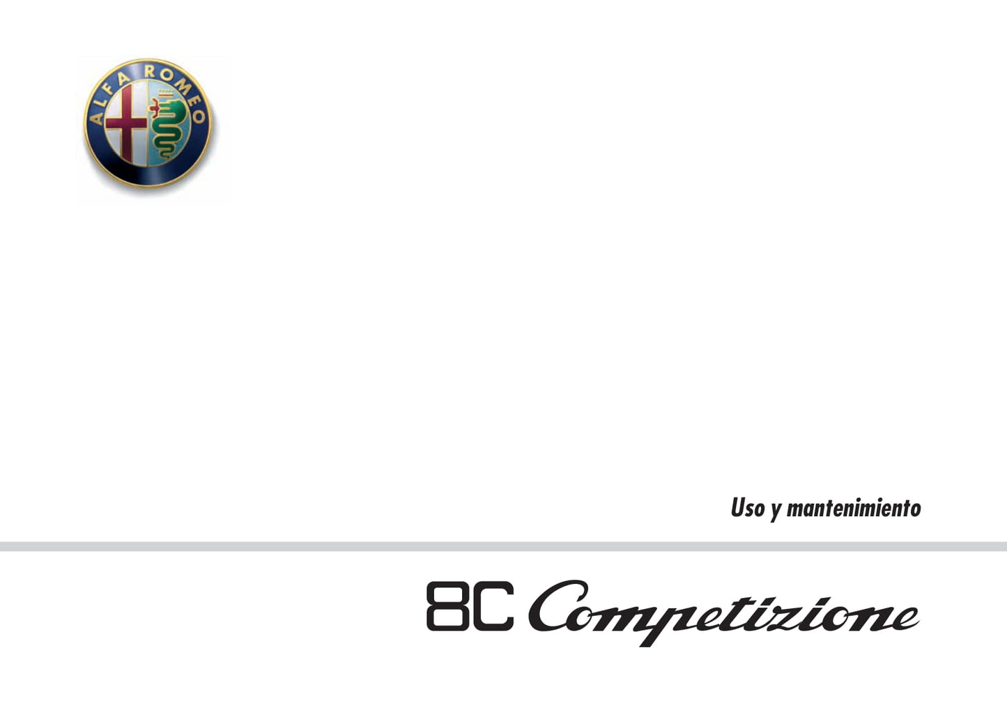 2008 Alfa Romeo 8C Manuel du propriétaire | Espagnol
