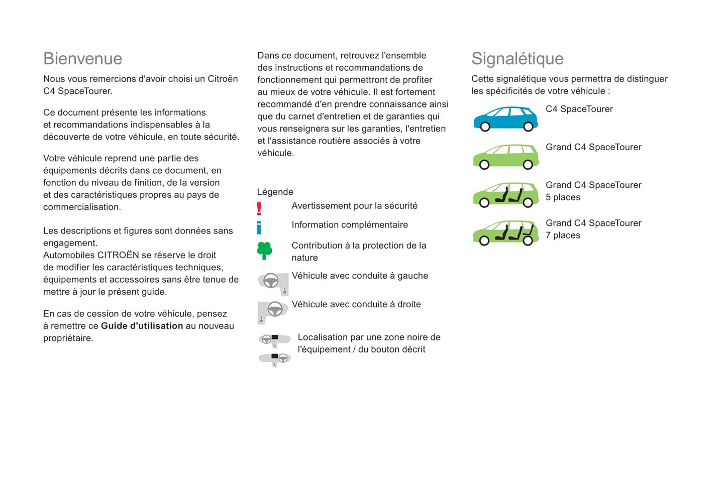 2016-2018 Citroën C4 Spacetourer/Grand C4 Spacetourer Manuel du propriétaire | Français