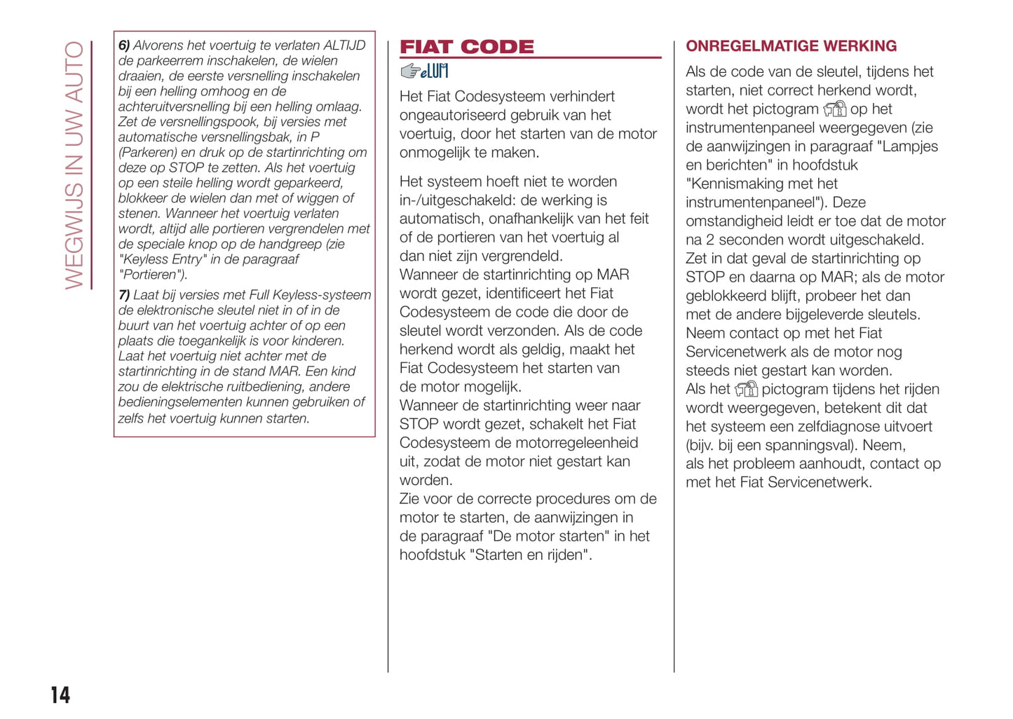 2015-2016 Fiat 500X Owner's Manual | Dutch