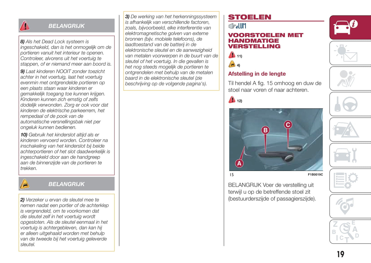 2015-2016 Fiat 500X Owner's Manual | Dutch