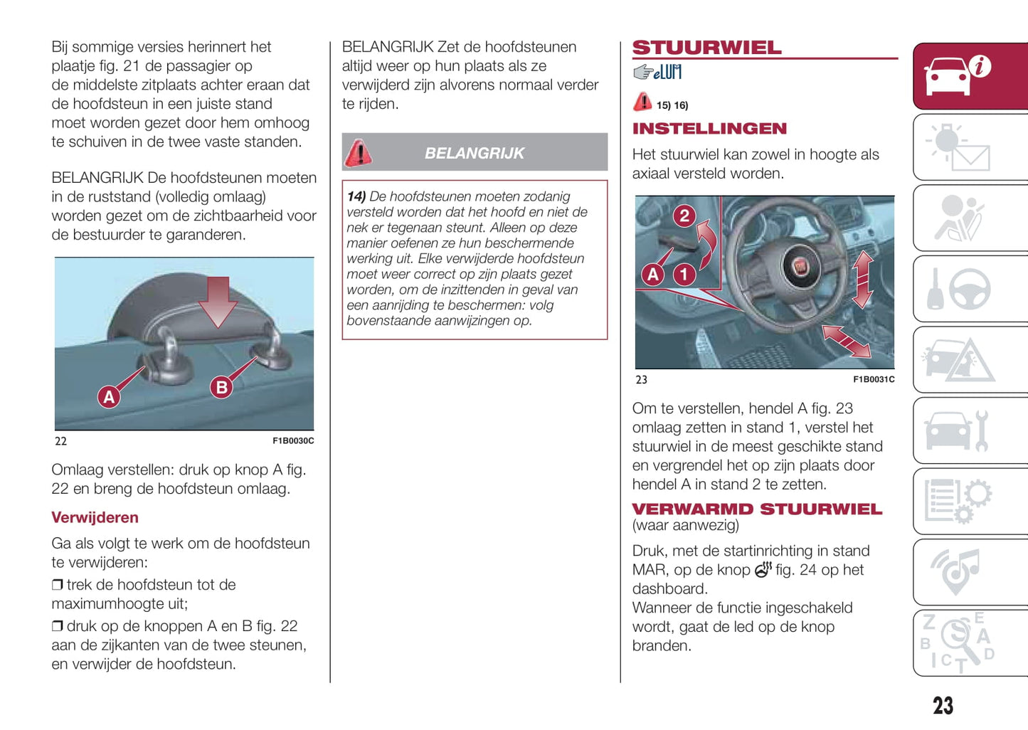 2015-2016 Fiat 500X Owner's Manual | Dutch