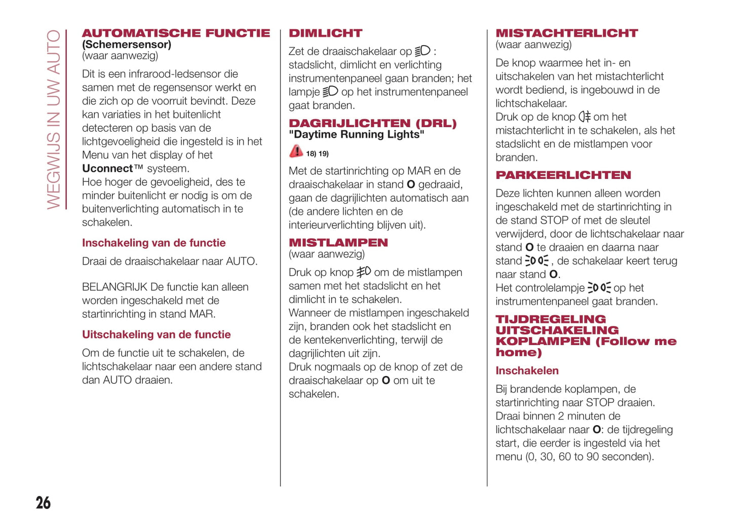 2015-2016 Fiat 500X Owner's Manual | Dutch