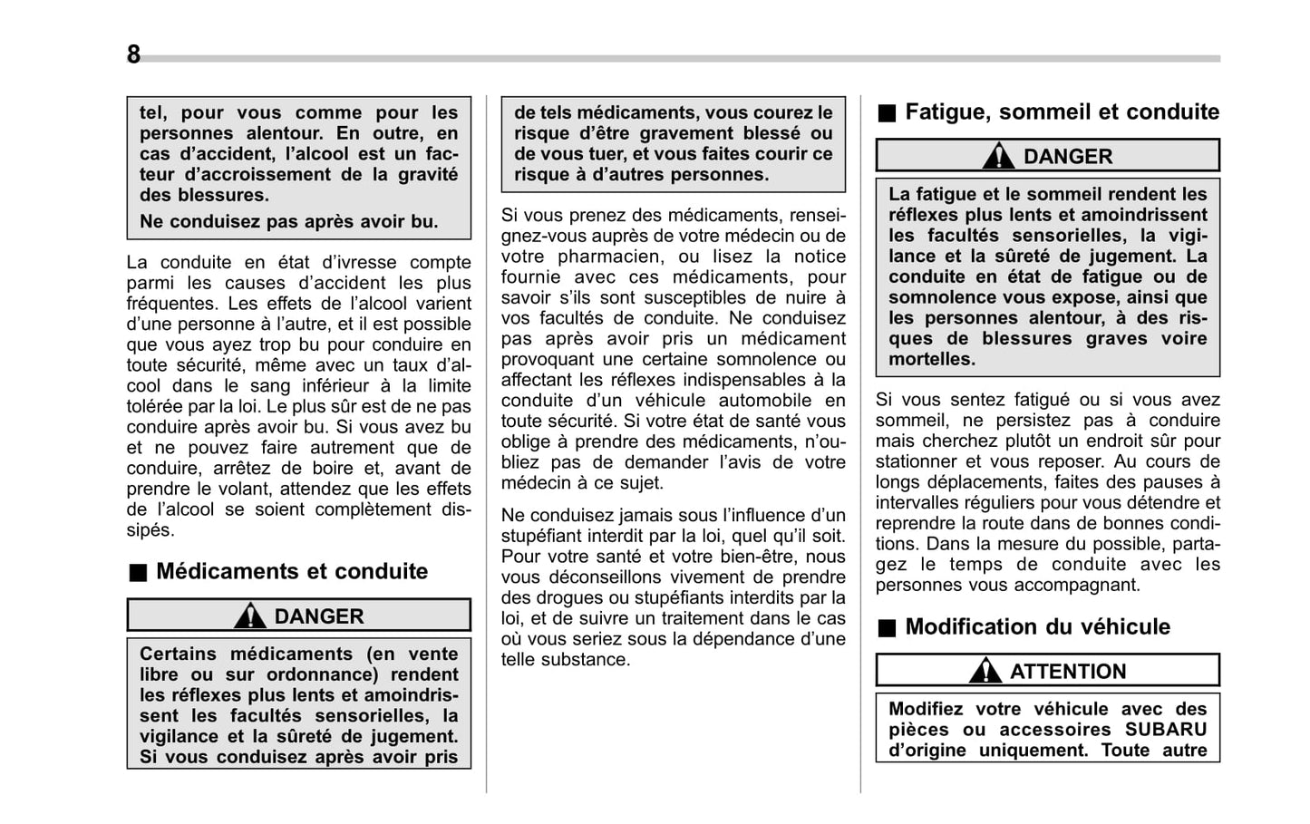 2014 Subaru Impreza WRX/Impreza WRX STI Owner's Manual | French