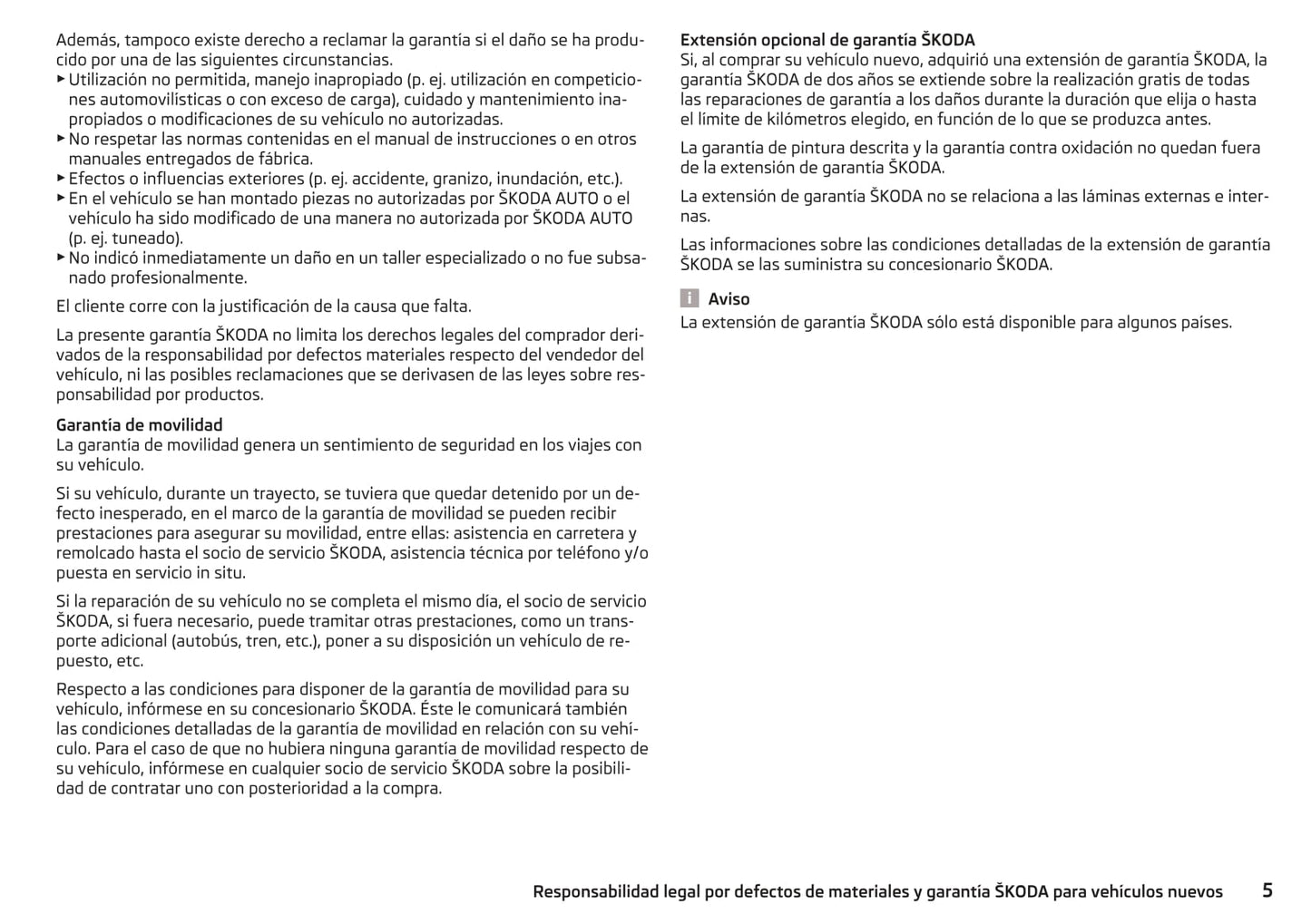 2016-2017 Skoda Yeti Owner's Manual | Spanish