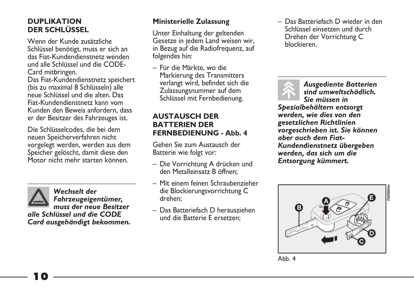 2012-2013 Fiat Strada Owner's Manual | German