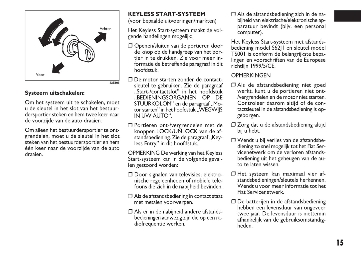 2010-2011 Fiat Sedici Owner's Manual | Dutch