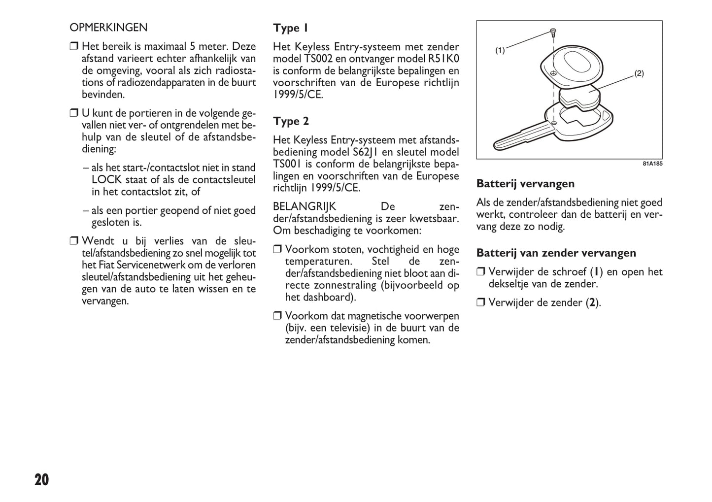 2010-2011 Fiat Sedici Owner's Manual | Dutch