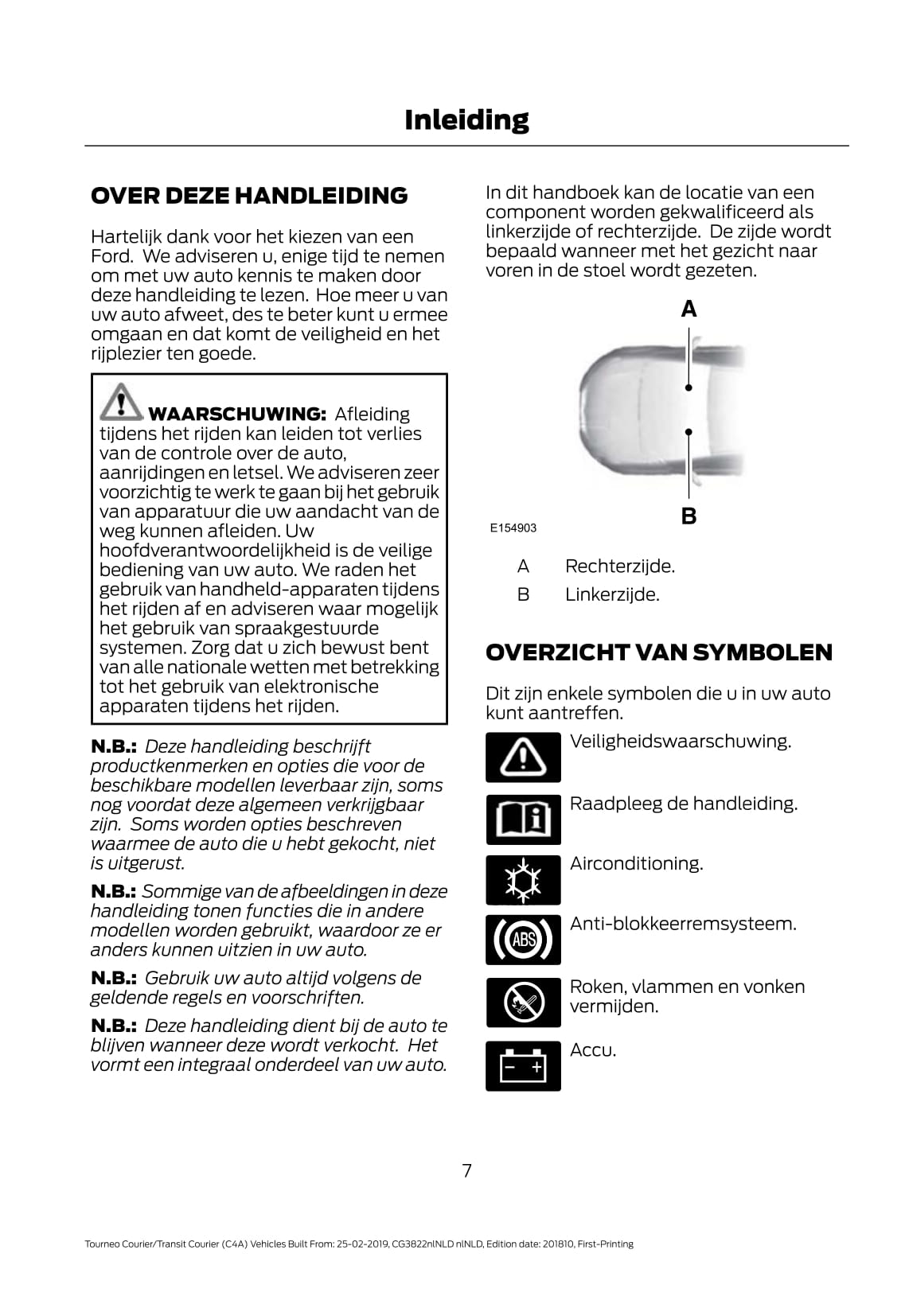 2019-2020 Ford Tourneo Courier / Transit Courier Manuel du propriétaire | Néerlandais