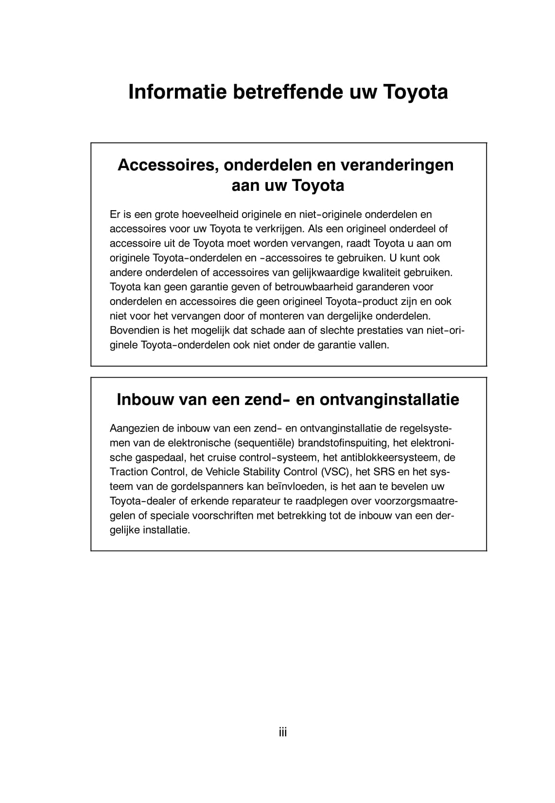 2003-2005 Toyota Previa Owner's Manual | Dutch